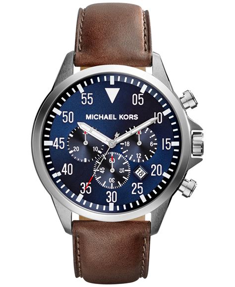 michael kors chronograph braun leder|Michael Kors leather watch.